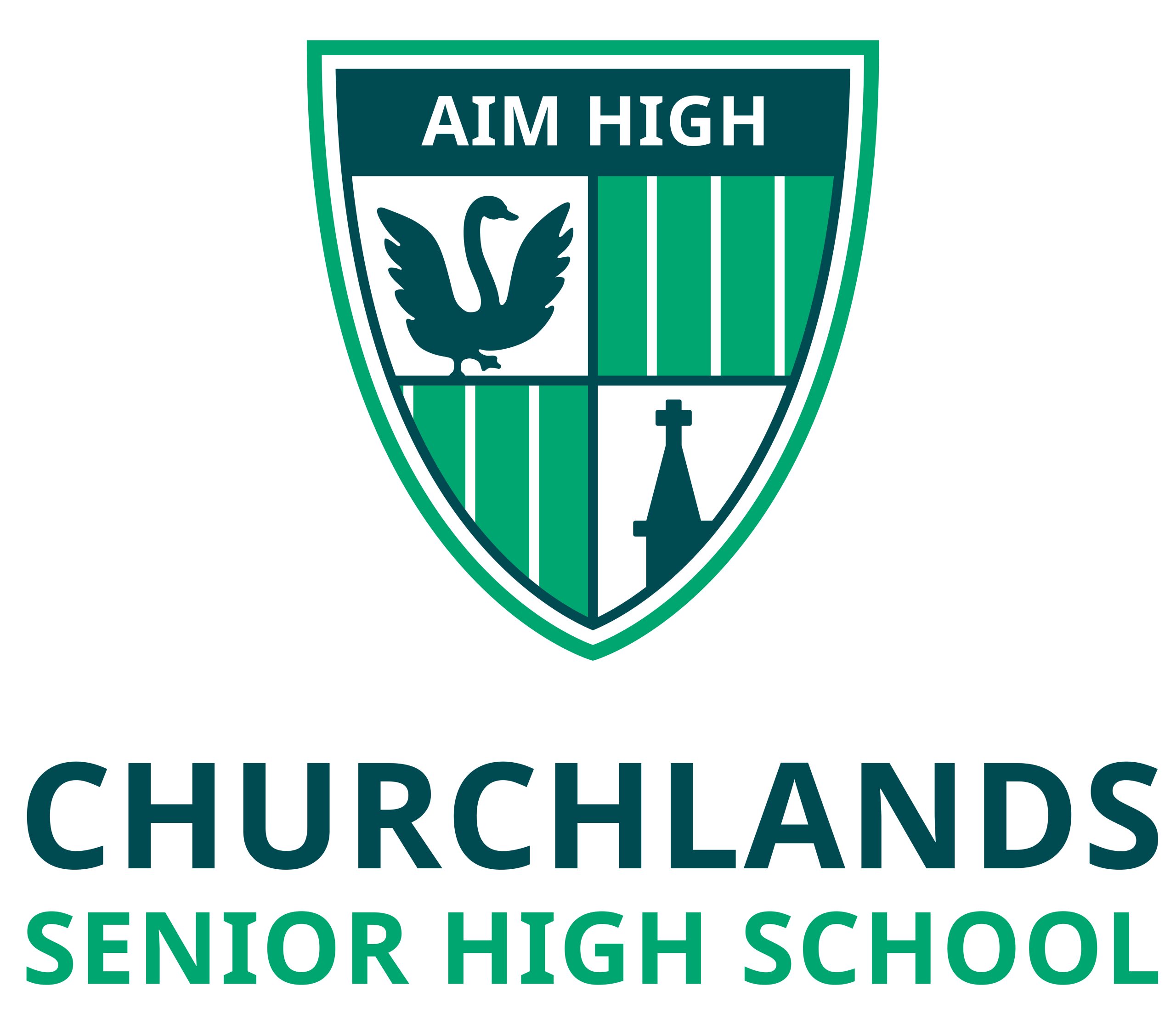 Churchlands Senior High School Logo - Teal with White Background